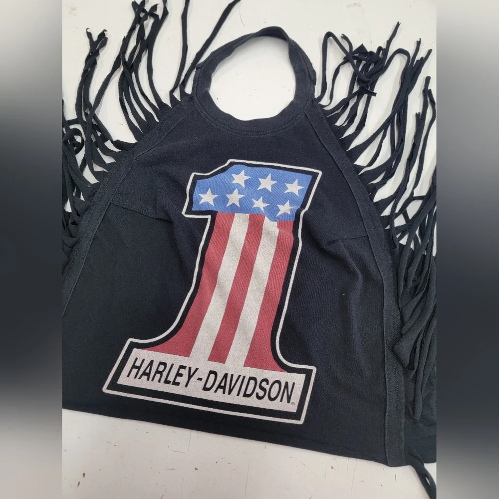 Harley Davidson Fringe Halter Top Upcycled - Picture 6 of 6